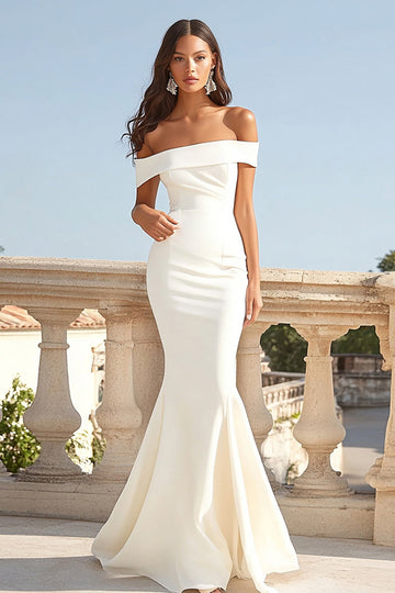 Mermaid Off The Shoulder Ivory Wedding Dress